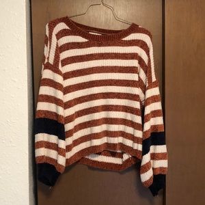 Woven Heart chenille striped sweater size L